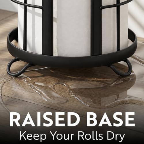 BROOKSTONE Toilet Paper Holder Stand Reserve - Free Standing Toilet Paper Stand with Storage that Holds Mega Rolls, Standing Bathroom Tissue Organizer, Bathroom Decor - Modern Storage Holder, Black - color: Black