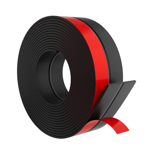 Elvone Weather Stripping Door Seal for Door Frames, 20 Ft x 2 in, Black | Self-adhesive flexible silicone seal tape for door frame gaps and window gaps. block drafts, dust, and noise - color: Black, size: 20ft (2" W x 3/64 "T)
