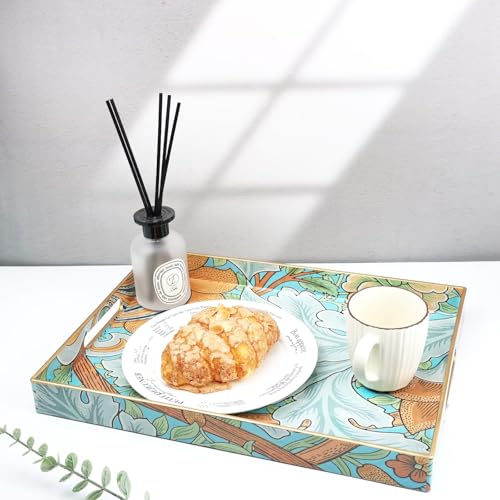 Spsyrine Serving Tray with Handles, Plastic Decorative Tray for Coffee Table, Living Room, Home Decor, Sunflower - color: Multi E
