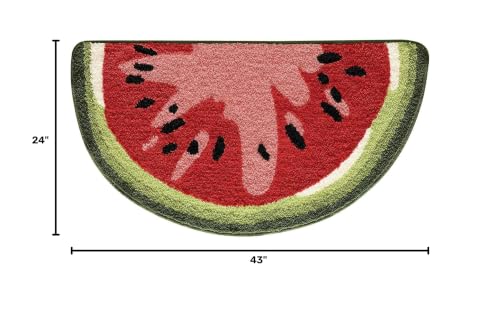 DEXI Cute Bathroom Rugs Half Round, Funny Fruits Absorbent Bath Mat Non Slip Washable, Extra Soft Plush Microfiber Bathmat for Shower Floor, Tub, Sink, Bedroom, 43x24, Watermelon - color: Watermelon-large