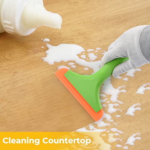 Gomake Small Silicone Squeegee Window Shower Squeegee,Auto Water Blade Squeegee for Shower Glass Door,Car Windshield, Window, Mirror, Bathroom,Countertop Cleaning - color: Green+orange