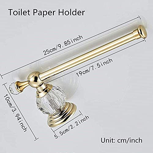 BATHSIR Crystal Toilet Paper Holder, Gold Toilet Roll Holder Modern Bathroom Accessories Zinc Alloy Tissue Hanger Wall Mounted - color: Gold