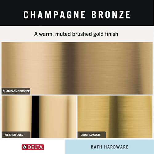 Delta 4-Piece Champagne Bronze Bathroom Set Towel Rack, Ring, Toilet Paper Holder, Hook | Nicoli Bath Accessories - color: Champagne Bronze