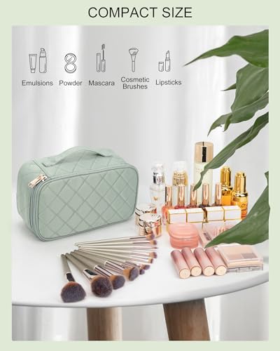 Relavel Small Makeup Bag, Travel Cosmetic Bag Make Up Pouch, Small Makeup Organizer Bag for Women, Waterproof Handbag Toiletry Bag Essentials for Daily Use (Green) - color: 01A-Green, size: MEDIUM