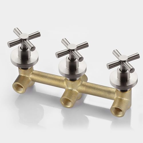 SUMERAIN 3 Handle Tub and Shower Faucet Set Brushed Nickel | with Brass Rough in Valve, High Flow, Waterfall Tub Spout, 8" Stainless Steel Rain Shower Head - color: Brushed Nickel