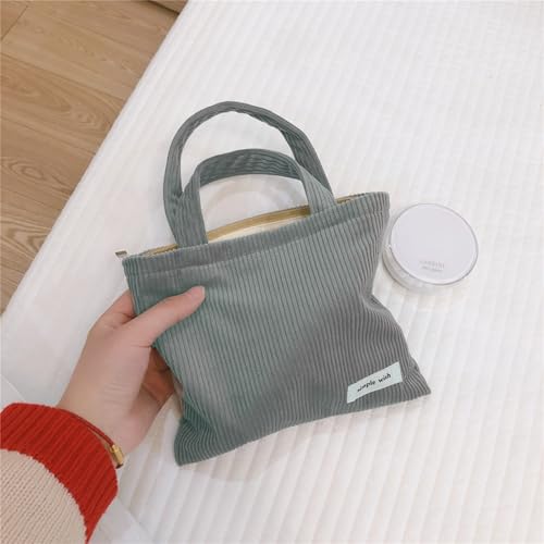 Wudygirl Makeup Bag Travel Cosmetic Bag for Women Small Makeup Pouch with Handle Zipper Cosmetic Pouch Handbag Aesthetic 8.3" x 6.7"(Dark Gray) - color: Dark Gray