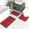 Bathroom Rugs Sets 3 Piece Memory Foam Bath Mat, Soft Shower Mat for Bath,Water Absorb,Machine Washable Bath Rugs with Non-Slip,Red - color: Red