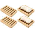 4 Pack Bamboo Soap Dish, Bar Soap Holder Self Draining Soap Dish Natural Bamboo Soap Holder Waterproof Anti-Slip Wooden Soap Dishes for Bar Soap Saver Tray for Shower Bathroom Kitchen Sink Bathtub