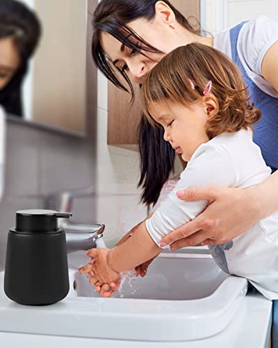 Bosilunlife Ceramic Foaming Soap Dispenser - 12Oz Bathroom Countertop Kitchen Dish Soap Pump Dispenser Foam Soap Dispenser - Matte Black - color: Matte Black