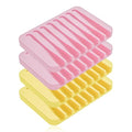 4-Pack Self Draining Soap Dish for Shower Bathroom Waterfall Silicone Soap Saver Tray Sponge Holder for Kitchen Sink Non-Slip Easy Clean (Yellow and Pink) - color: Yellow and Pink