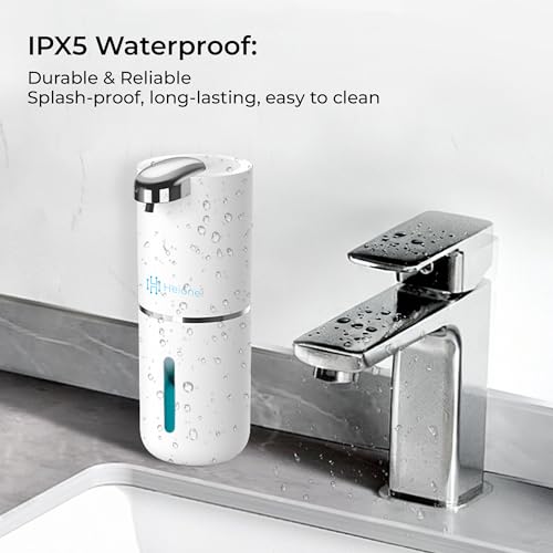 Automatic Liquid Soap Dispenser, White | IPX5 Waterproof 12.8oz / 380mL Capacity 4 Adjustable Liquid Levels USB-C Rechargeable Long-Lasting Battery - color: White (Liquid)