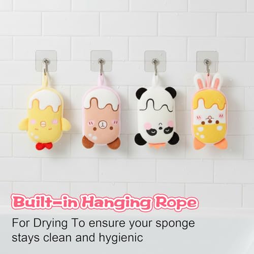 4 Pcs Baby Bath Sponge, Multicolored-Bath Loofah Sponge Bath Sponges for Kids Babys Absorbent Shower Sponges Soft Baby Spongess for Bathing - color: Bright Color