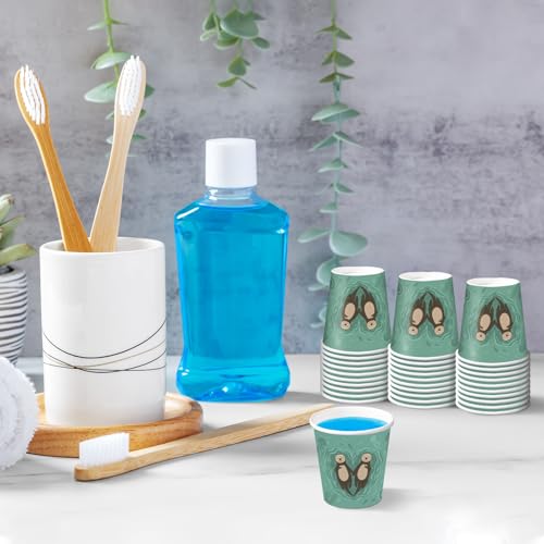 RUSPEPA 2 oz Bathroom Cups, Disposable Paper Cups - 100 Pack Sea Otter Design Printed - Mini Mouthwash Rinse Paper Cups for Home, Bathroom, Picnic, Party, and Events - color: Sea Otter, size: 2oz