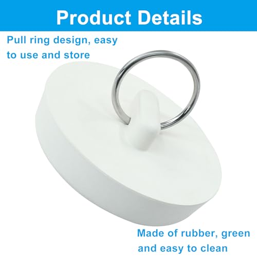 Rubber Drain Stoppers, 2 Pack, 1-7/8 Inch (47mm) | Bathroom Sink Stopper, Universal Bathtub Drain Plug, Hanging Ring, For Kitchen Sink Tub Drain - style: 1-7/8 Inch