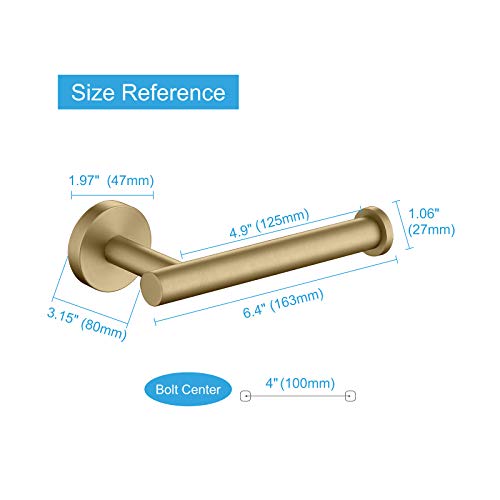 TASTOS Brushed Gold Toilet Paper Holder SUS304 Stainless Steel, Modern Round Tissue Roll Holders Wall Mount, Toilet Paper Roll Dispenser Bathroom 5 inch TP Holder for Kitchen Washroom - color: Brushed Gold