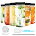 Jarsoph 18oz 6pcs Glass Juice Bottles with Lid, Water Containers with Caps | Reusable Tall Mason Jar for Drinking, Smoothie and Other Beverages BPA Free 100% Leak Proof Drinking - size: 18oz-Black Lid