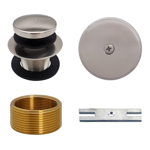 Westbrass A931K-20 Universal 1-3/8" Fine Thread Tip-Toe Bathtub Drain Plug Trim Set with One-Hole Overflow Faceplate and 1-1/2" Adapter Bushing, Stainless Steel - color: Stainless Steel