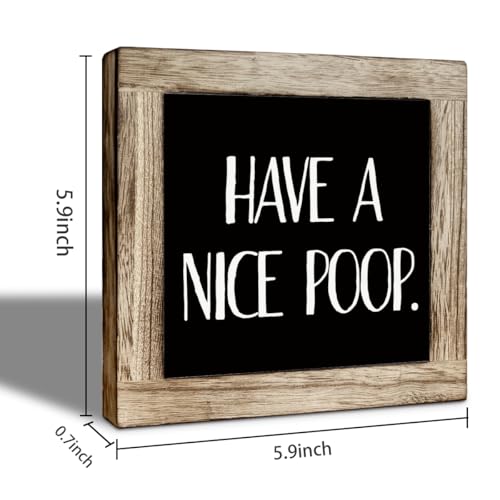 Restroom Wooden Box Sign, Have A Nice Poop, Wood Funny Bathroom Decoration Sign, Freestanding Decoration for Toilet Restroom, Rustic Wooden Tabletop Decor 5.9×5.9 inch - color: color33