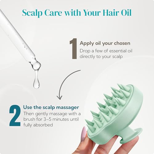 HEETA Scalp Massager 2 Pack for Hair Growth, Soft Silicone Bristles to Remove Dandruff and Relieve Itching, Scalp Scrubber for Hair Care Relax Scalp, Shampoo Brush for Wet Dry Hair, Beige & Green - color: 01- New Beige & Green