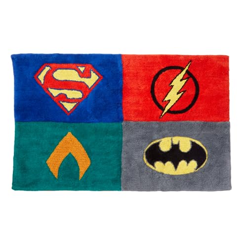 Justice League DC Comics Kids Room Non Slip Area Rug, 30" in x 48" in, (Official Licensed Product) By Franco - color: Justice League