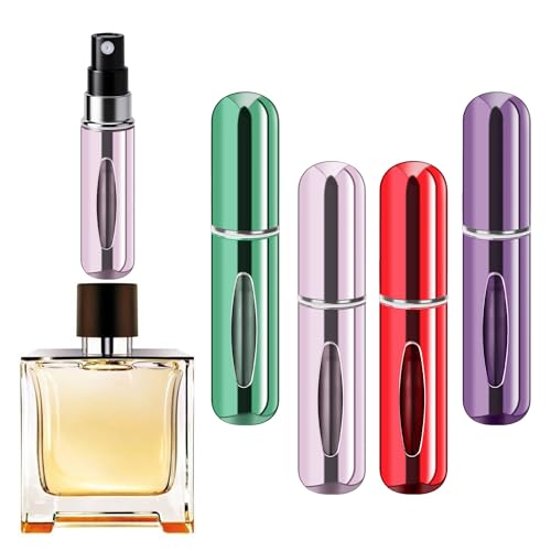 Refillable Perfume Portable Atomizer Bottle Refillable Perfume Spray, Travel Perfume (5ml, 4 Pack) (Purple, Pink, Green, Red) - color: Purple, Pink, Green, Red