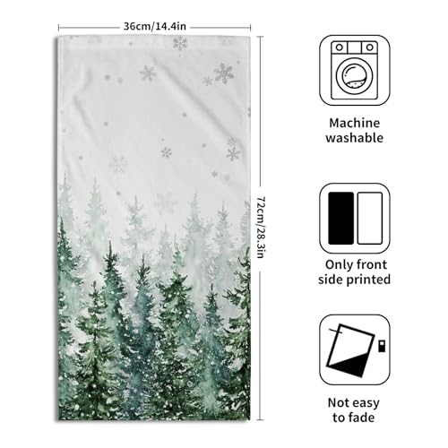 Winter Green Forest Hand Towels for Bathroom Christmas Kitchen Towels Set of 2 Green Xmas Tree Snowflake Dish Towels 14x28in Winter Christmas Decoration Hand Towels for Home Farmhouse Hotel Spa Gym - color: Winter Green Forest
