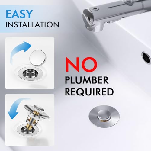 Bathroom Sink Stopper, Bath Universa Sink Drain Strainer 10,000 Pop-up Test 2 in 1 Fast Drain Anti-Clog Strainer Sink Drain Plug