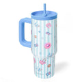 SANDJEST Beach Lover Stainless Steel Locking Lid Silicone Straw Tumbler with Handle 40oz, Insulated Stainless Steel Travel Cup for Women Girls Friends, Gift Idea for Birthday Vacation (Picnic Basket) - color: Beach Lover 2