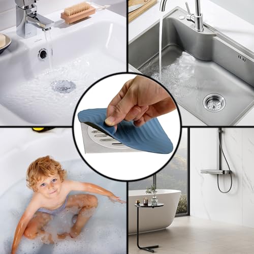 Shower Drain Cover Tub Stopper,2 Pieces Sewer Anti-Odor Mat Deodorizing Drain Plugs for Kitchen,Bathroom and Laundry(5.9x5.9 inch) Blue - color: Blue/2-piece Set