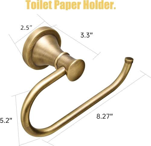 BESy Antique Brass Toilet Tissue Paper Holder Bathroom Accessories Toilet roll Paper Hanger, SUS304 Stainless Steel,Wall Mounted, Rustproof - color: Antique Brass