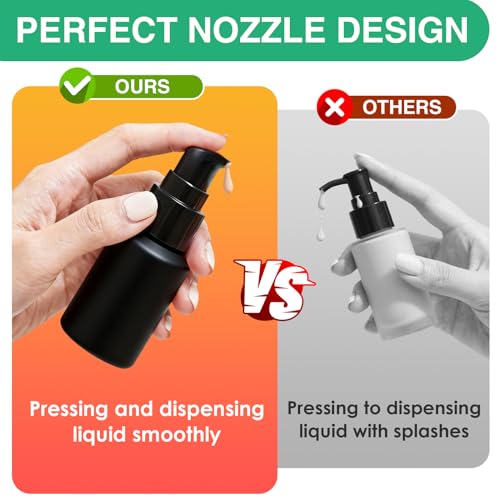 3PCS 15ML/0.5OZ Empty Black Frosted Glass Bottles with Pump Refillable Vial Cosmetic Dispenser Jars Storage Travel Lotion Container Portable Sample Bottle for Toiletries,Foundation,Cream,Gel,Lotion - color: Black, size: 0.5 OZ