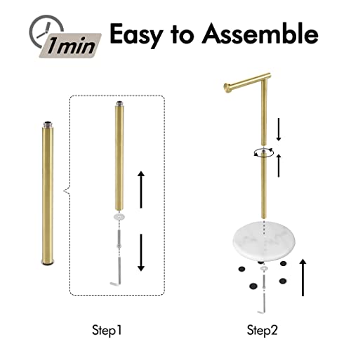 KES Gold Toilet Paper Holder Stand Tissue Roll Holder with Modern Marble Base, SUS304 Stainless Steel Brushed Gold Finish BPH284S1-BZ - color: Brushed Gold, size: 20.6"H