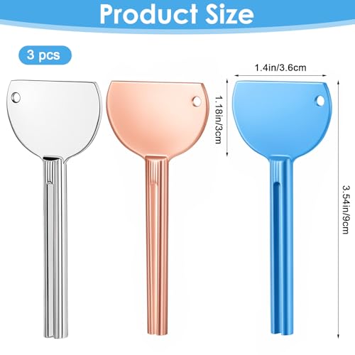 3PCS Metal Tube Squeezer Toothpaste Key Toothpaste Squeezer Tool Stainless Steel Dispenser Tube Squeezers Hand Cream Squeeze Key for Tubes Roller Set for Bathroom Cosmetic, Aids and Accessories