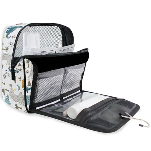 senya Hanging Travel Toiletry Bag Kit Makeup Case Cosmetics Organizer for Men Women - color: Kids Cartoon Dinosaurs