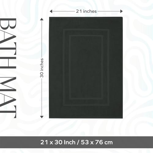 Feather & Stitch 2 Piece Towel Like Bath Mats (30x21 Inch) 100% Cotton Terry Bath Mats, Bathroom Shower Floor Mats [NOT A Bathroom Rug], Soft Absorbent Washable Mats - Charcoal - color: Charcoal