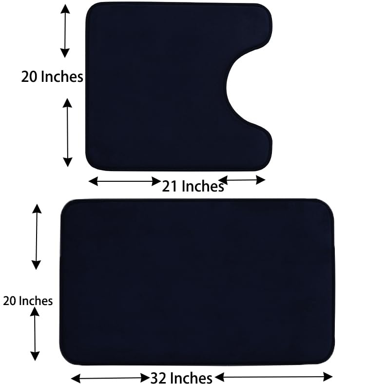 Madeals Memory Foam Bathroom Toilet Rug Set 4 Piece with Toilet Lid Cover and Tank Covers Black - color: Black
