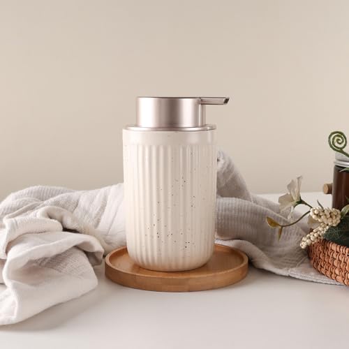 BosilunLife Foam Hand Soap Dispenser - Ceramic Foaming Soap Dispenser for Bathroom 12oz Refillable Liquid Lotion Soap Dispenser with Rust-Proof Foaming Pump for Countertop - color: Aprcot Foam Pump