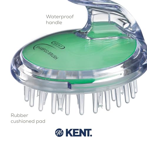 Kent SH1 MNT Scalp Scrubber Hair Brush and Scalp Exfoliator Brush for Distributing Shampoo and Conditioner, Shower Scalp Massage Tool and Hair Growth Brush Shower Brush with 42 Soft Rubber Bristles - color: Mint, size: 3 Pack