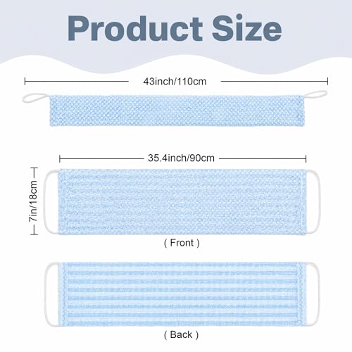 Yiclick Dual-Textured Exfoliating Washcloth Towel - Back Scrubber for Use in Shower Bath, Exfoliating Body Scrubber Exfoliator, Japanese Exfoliate Loofah Lufa Sponge Wash Cloth for Women Men - color: Sky