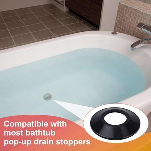 HINZIC 2pcs Tub Stopper Gasket for Tub Drain Assemblies, Rubber Seal Bathtub Drain Plugs Stoppers, Universal Elastic Bath Tub Replaces Assemblies Accessories for Bathroom Plug Gasket- Black - color: Black-2pcs