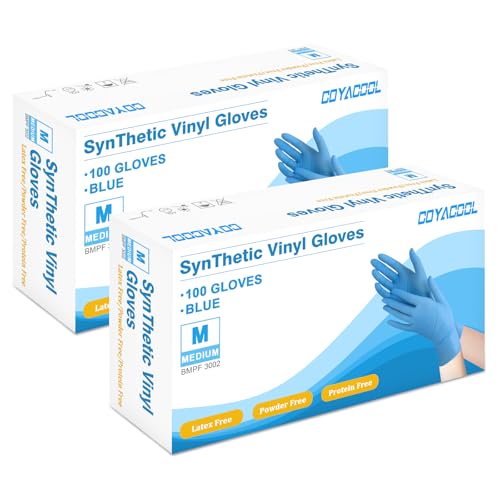 Disposable Gloves Medium, Nitrile and Vinyl Blend Material Gloves, Latex Free, 4 Mil 200 Pc Food Grade Glove for Cleaning, Food Prep, Hair Dye, Tattoo, Blue - color: Blue, size: Medium-200pc