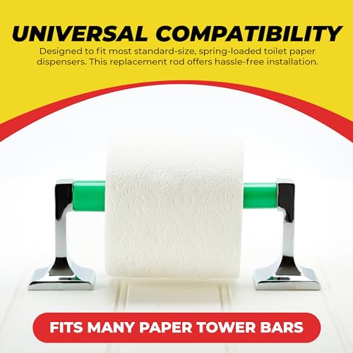 Qualihome Green Universal Plastic Spring Loaded Toilet Paper Roll Holder Replacement Rod, Green Toilet Paper Roll Replacement Rod - color: Green