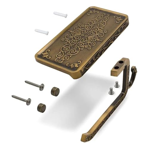Vintage Toilet Paper Holder Wall Mount Toilet Roll Holder with Shelf and Hook Bronze Antique Bathroom Accessories Toilet Tissue Roll Holder Hanger Aluminum Material (Bronze Finish) - color: Bronze