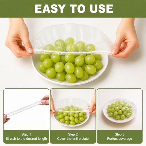 300PCS Bowl Covers for Bread Proofing – QUINGLU Elastic Plastic Food Covers, BPA-Free Reusable Disposable Wraps, Thickened Shower Caps for Bowls, Plates, fruit, Leftovers & Outdoor Picnics - size: Large-300