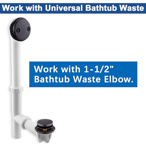 Brass Tip-Toe Tub Drain Kit with Basket Strainer and Two Hole Overflow Faceplate, Oil Rubbed Bronze - color: Oil Rubbed Bronze, style: 2-hole