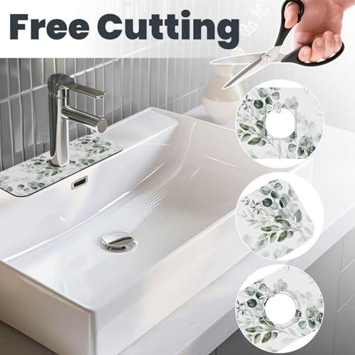 Leaf Green Floral Branch 15" X 5.5" Kitchen Sink Splash Guard Faucet Faucet Guard Draining Mat Sink Splash Guard Faucet Kitchen Bathroom - color: Leaf Green Floral Branch
