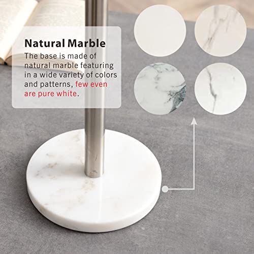 Songtec Toilet Paper Holder Stand, Free Standing Tissue Roll Holder, Heavy Natural Marble Base, Sturdy for 5 Toilet Paper Rolls (Marble Base, Brushed Nickel)