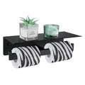 Angle Simple Matte Black Toilet Paper Holder with Shelf, 304 Stainless Steel Double Toilet Tissue Roll Holder for Wall - color: Matte Black, size: Double Rod