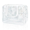 Holographic Star Transparent PVC Cosmetic Bag Clear Makeup Toiletry Carry Pouch Clear Travel Pouch Storage Bag for Vacation Bathroom and Organizing - color: Transparent