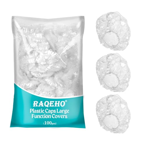 Disposable Shower Caps 100pcs - Large Clear Plastic Shower Cap for Women Men Long Hair Reusable Waterproof Deep Conditioning Oil Treatment Hair Cap for Sourdough Bread Hair Dye Travel Essential